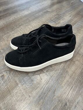 Clarks Layton Lace Casual Sneakers in black suede flatform sole size 11